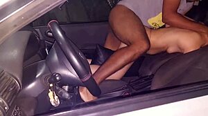 Wild car fun with public interracial action