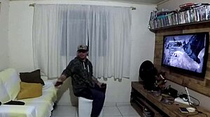 i watchd him playin play 2 while she fukd with monster cock, her small tits bouncin