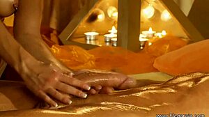 blonde babe eases tension on a massive cock