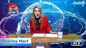 Hot milf subtly rides sybian to orgasm while delivering the news on webcam