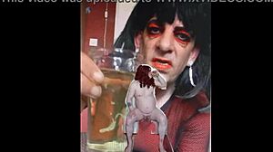 Sissy bisexual male exposed naked while peeing and swallowing