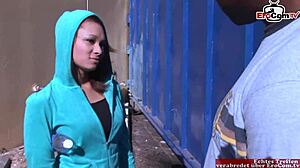 Skinny Brunette 18yo Enjoys Huge Black Cock