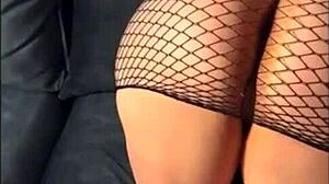 Blonde Petite Bends Over in Stockings for Monster Cock