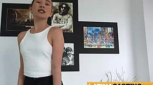 Tight Latina amateur undergoes anal casting with missionary, doggystyle, riding, blowjob, deepthroat, and ass to mouth.