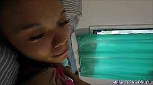 Young Asian cutie, 18, banged by older European guy