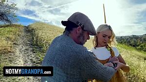 hot step-granddaughter catches step-grandpa spying in bathroom