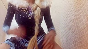 Elsa Cosplay Blonde Teases in Sexy Outfit