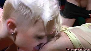 Tattooed Whore Gulps Down Piss In Hardcore Group Oral Fetish Session