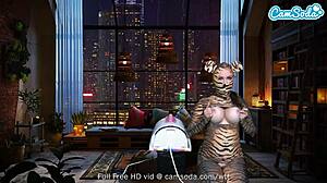 big boobs pussy cat says, blow my huge dick now?