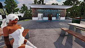 kitty takes on a big cock in this hentai anime scene outdoors