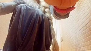 Elsa Cosplay Blonde Teases in Sexy Outfit