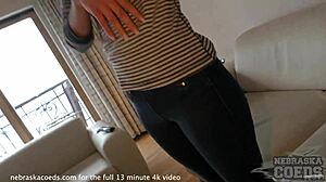 Nervous 19-Year-Old Girl with Braces Debuts in Studio