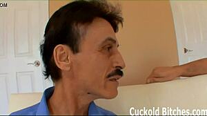 She dominates cuckold loser, humiliating him in bdsm fantasy