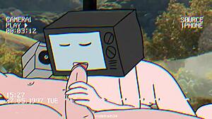 TV woman blows cameraman in wild animation!