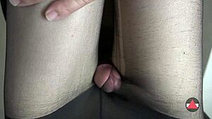 Her POV Thigh Fuck in Pantyhose Ends with Sticky Cumshot