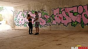 she goes running and i suck on her big tits outdoors