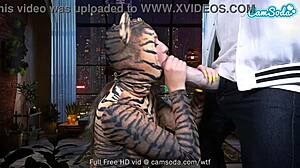 big boobs pussy cat says, blow my huge dick now?