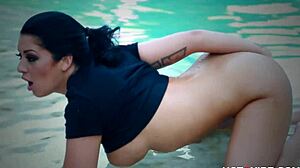 Wet Screaming Orgasm by the Pool with Big Tits Pornstar Using Toys and Fingering