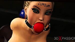 sexy ball gagged blonde has anal sex with bbc in the basement