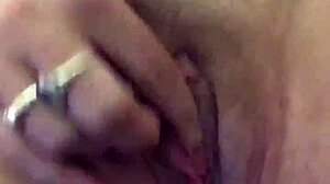 teasing dry pussy lips with vibrator for masturbation
