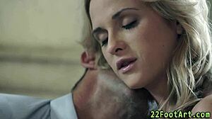 Slut gives footjob cumshot