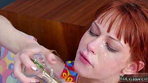 teen punishes hippie asshole with strap on