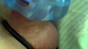 Masturbating with fleshlight toy in public and private locations using shaved cock.