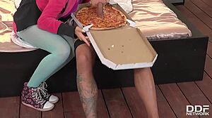 Delivery Girl Craves Cum as Tasty Pizza Topping