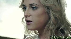 Slut gives footjob cumshot