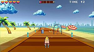 roller babe hentai game with outdoor bdsm domination by muscular guys on bound ass