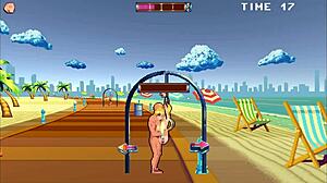 roller babe hentai game with outdoor bdsm domination by muscular guys on bound ass