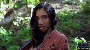 ebony milf brookliyn's big natural boobs in solo playboy vid