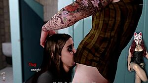 Rough public blowjob in a dirty toilet stall