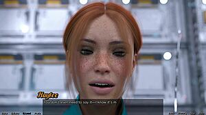 First kiss with red head Haylee turns wild! Curvy teen in sexy outfit for 3D hentai dating boobs action!