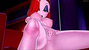 jessica rabbit fingers her pussy solo in hotel room orgasm