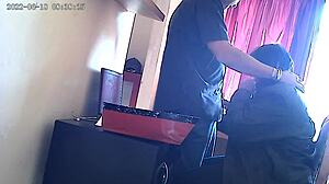 Office sex sucking boss's big cock to cum