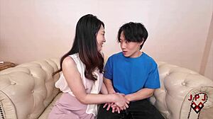 japanese milf with puffy lips pleasing her fans