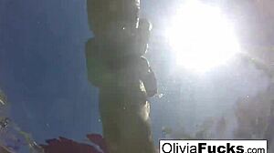 olivia has some summer fun in the pool