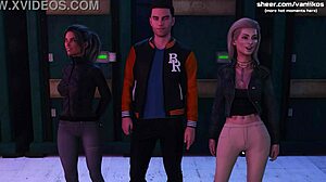 Two 18yo sluts share cock in public threesome