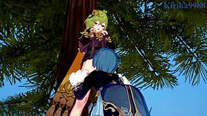 Shenhe, Collei, and Xingqiu Have Intense Sex