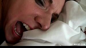 Shy Brunette Is Talked Into Making A Sextape With Her Man