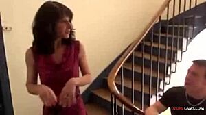 French babe in stockings joins wild threesome with friends! 🔥