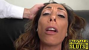 Does nasty brunette Jenna Joy crave hard and deep fingering on her tits?