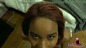 Jenna Foxx works hard to drain Barrett Blade’s dick with skilled mouth action