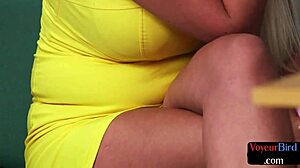 i uh meant to say bigboobs brit voyeur with blonde legs and tits dominates in office joi moaning at work