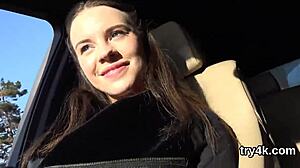 Чувственная молодая девка сосёт от первого лица и получает жёсткий трах в узкую щель