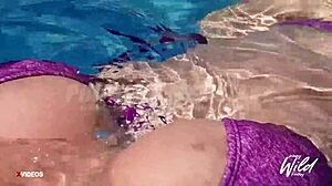 busty pinay, show your big tits in the pool.