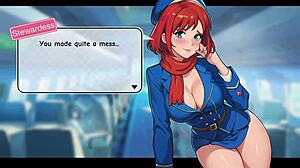 honeysun gameplay, redhead stewardess in cosplay, wanna join the flight?