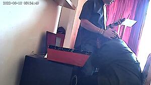 Office sex sucking boss's big cock to cum