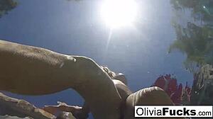 olivia has some summer fun in the pool